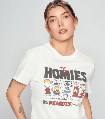 Laury T Shirt Peanuts Unicolor Con Estampado Delantero UnserBL