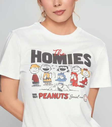 Laury T Shirt Peanuts Unicolor Con Estampado Delantero UnserBL