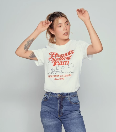 Angela T Shirt Peanuts Unicolor Con Estampado Delantero Y Posterior UnserBL