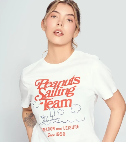 Angela T Shirt Peanuts Unicolor Con Estampado Delantero Y Posterior UnserBL