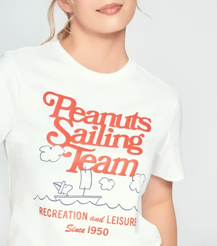 Angela T Shirt Peanuts Unicolor Con Estampado Delantero Y Posterior UnserBL