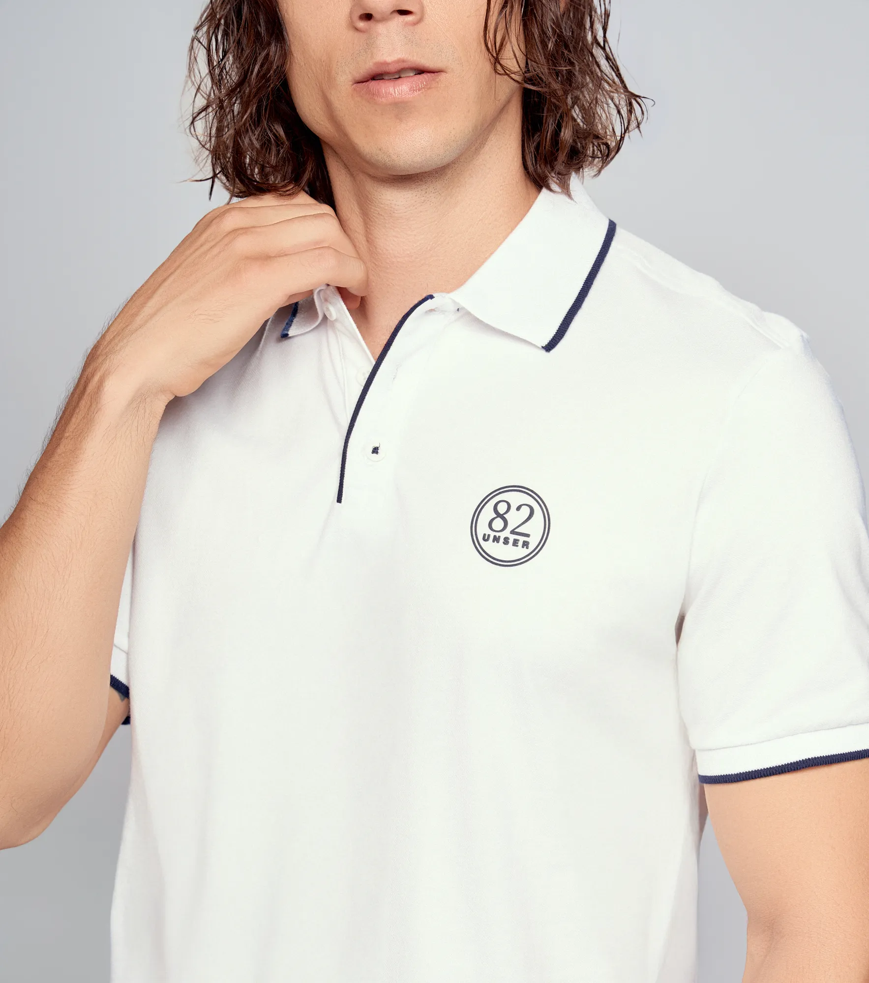 Slim Joel Polo Unicolor Con Combinacion En Cuello Unser 835612 BL