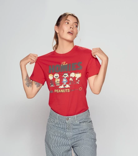 Laury T Shirt Peanuts Unicolor Con Estampado Delantero UnserRJ