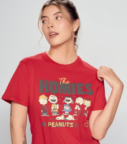 Laury T Shirt Peanuts Unicolor Con Estampado Delantero UnserRJ