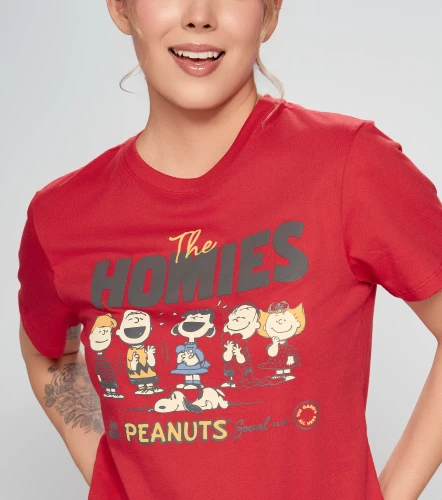 Laury T Shirt Peanuts Unicolor Con Estampado Delantero UnserRJ