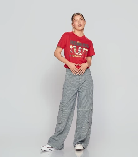 Laury T Shirt Peanuts Unicolor Con Estampado Delantero UnserRJ