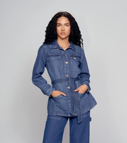 Chaqueta Para Mujer En Indigo Con Proceso DerekAZ