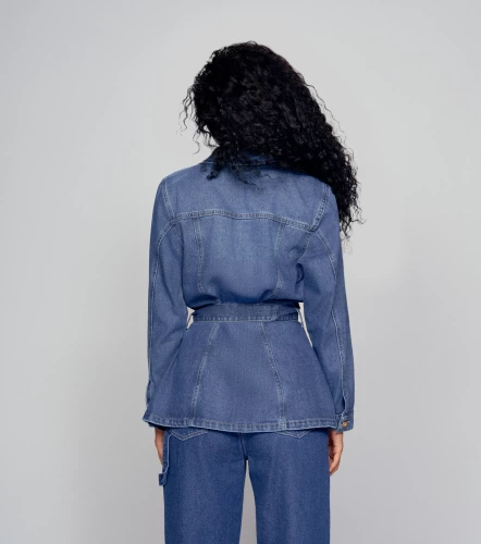 Chaqueta Para Mujer En Indigo Con Proceso DerekAZ