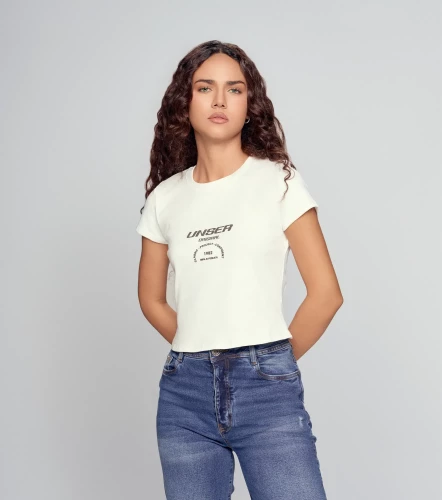 Sofia Camiseta Cuello Redondo Manga Corta Con Estampado UnserAR