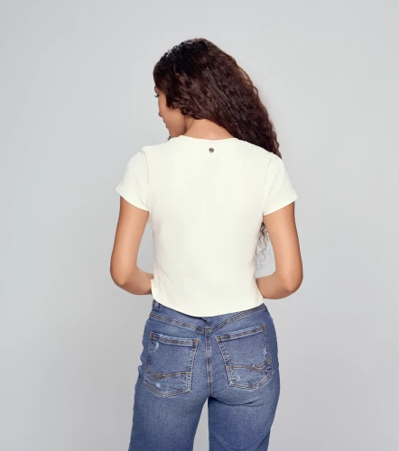 Sofia Camiseta Cuello Redondo Manga Corta Con Estampado UnserAR