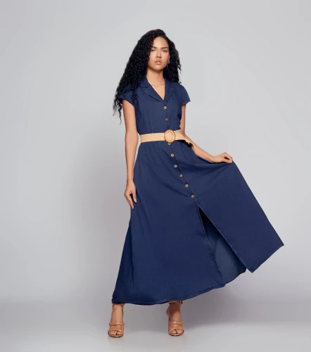 Vestido Para Mujer En Indigo Con Proceso Oscuro DerekAZ