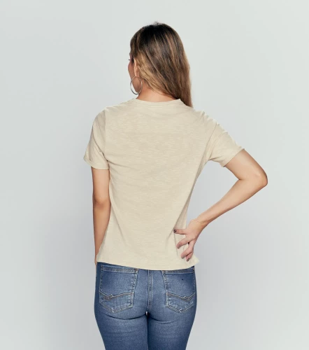 Clau T Shirt Unicolor Con Estampado Brillante En Delantero UnserAR