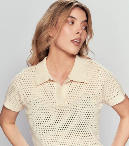 Liliana Polo Tejido En Malla Con Fajon Unicolor UnserAR