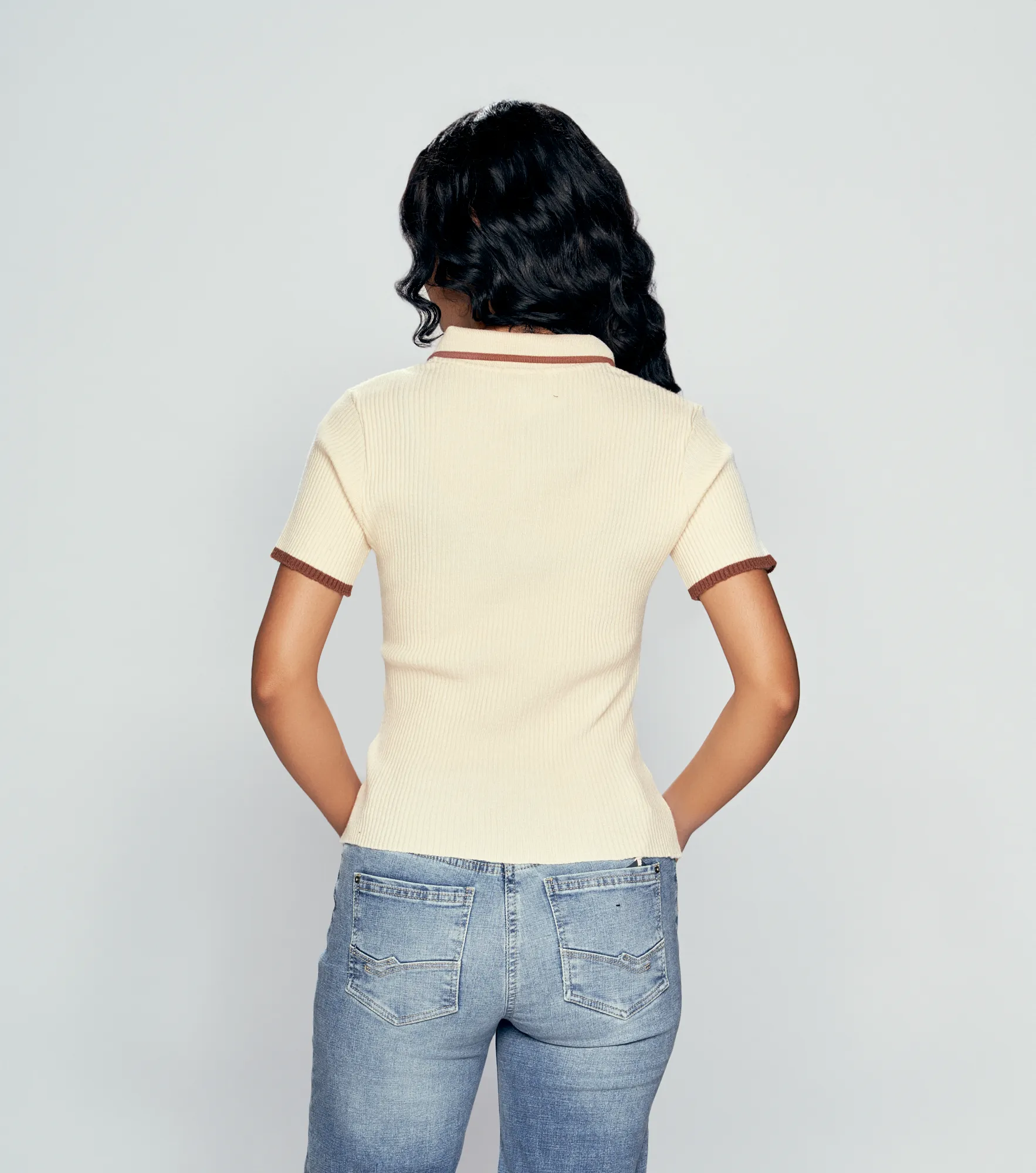 Ariana Blusa Tipo Polo Tejido Combinada Con Cremallera Unser 836565 AR