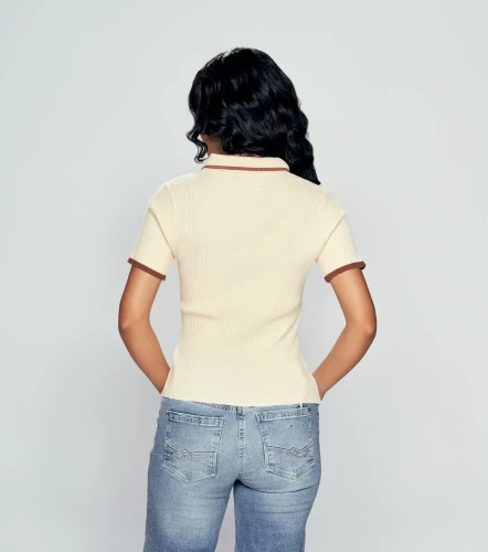 Ariana Blusa Tipo Polo Tejido Combinada Con Cremallera UnserAR