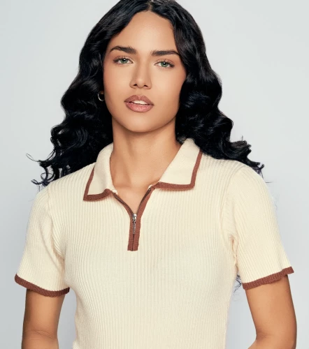 Ariana Blusa Tipo Polo Tejido Combinada Con Cremallera UnserAR