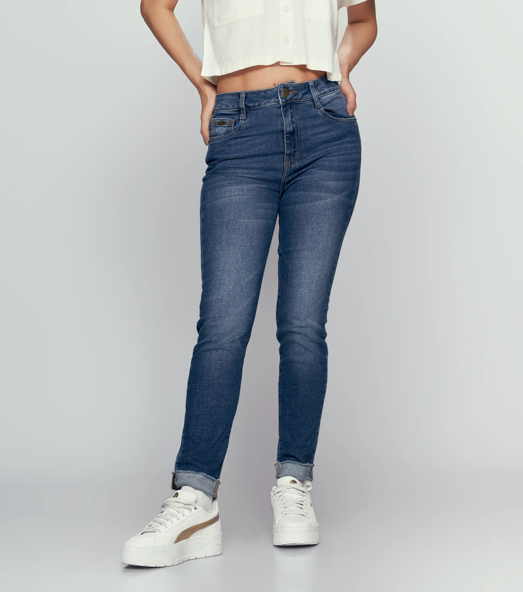 Star Sofia Denim Skinny Con Rotos Y Bota Doblada Unser 834437 AZ