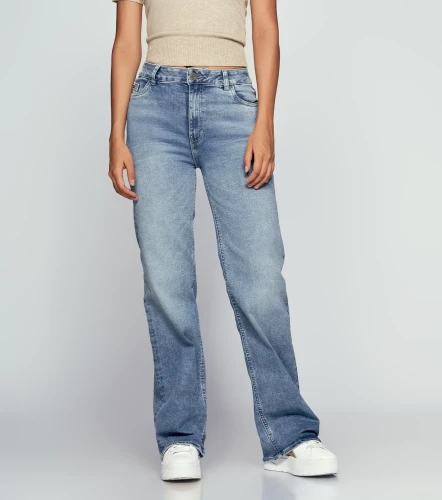 Star Natali Pantalon En Denim Straight Unicolor Con Proceso Claro UnserAZ