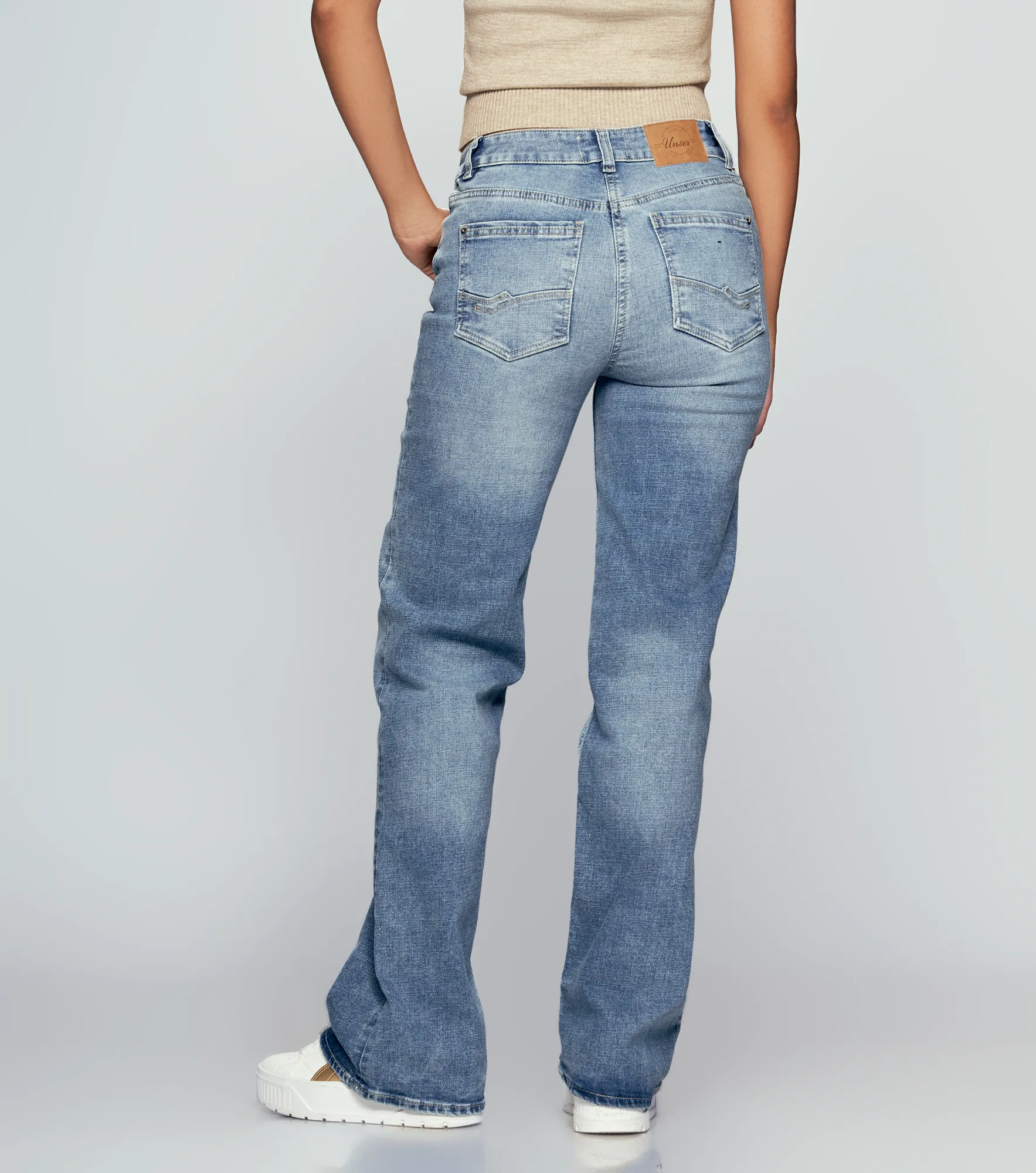 Star Natali Pantalon En Denim Straight Unicolor Con Proceso Claro Unser 834544 AZ