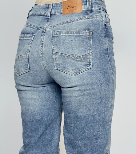 Star Natali Pantalon En Denim Straight Unicolor Con Proceso Claro UnserAZ