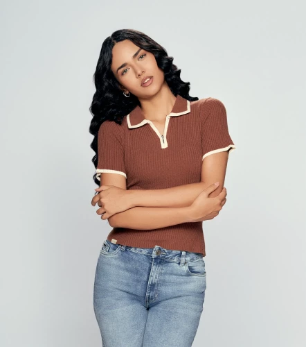 Ariana Blusa Tipo Polo Tejido Combinada Con Cremallera UnserCF