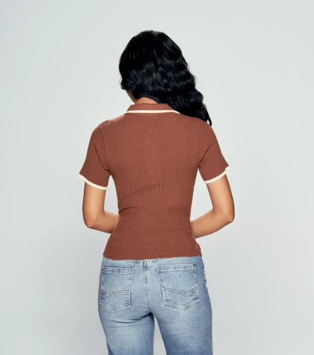 Ariana Blusa Tipo Polo Tejido Combinada Con Cremallera UnserCF