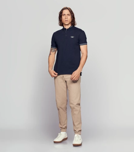 Slim Ivan Polo Unicolor Para Hombre Con Estampado En Delanero Y Cuello Neru UnserAV