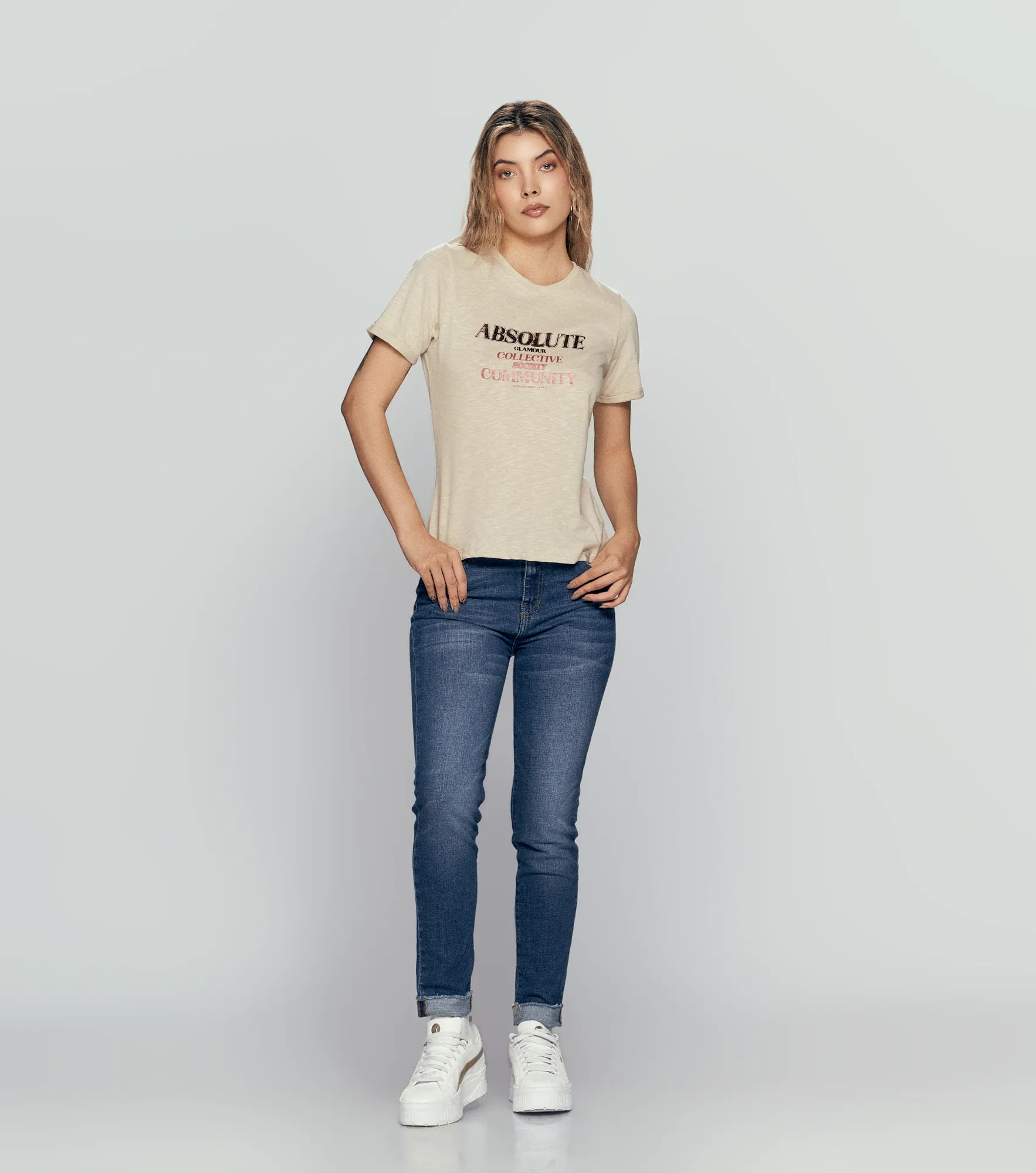 Clau T Shirt Unicolor Con Estampado Brillante En Delantero Unser 832640 AR