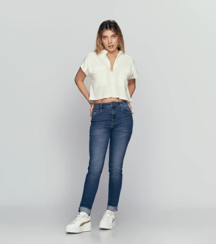 Laury Blusa Unicolor Con Botones Y Cuello UnserAR