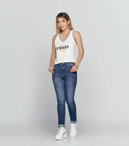 Betsy Blusa Manga Sisa Con Cuello Y Sisa Tejida Y Estampado UnserBL