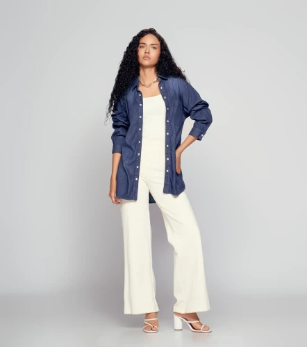 Blusa Para Mujer Camisera En Chambray Con Proceso DerekAZ