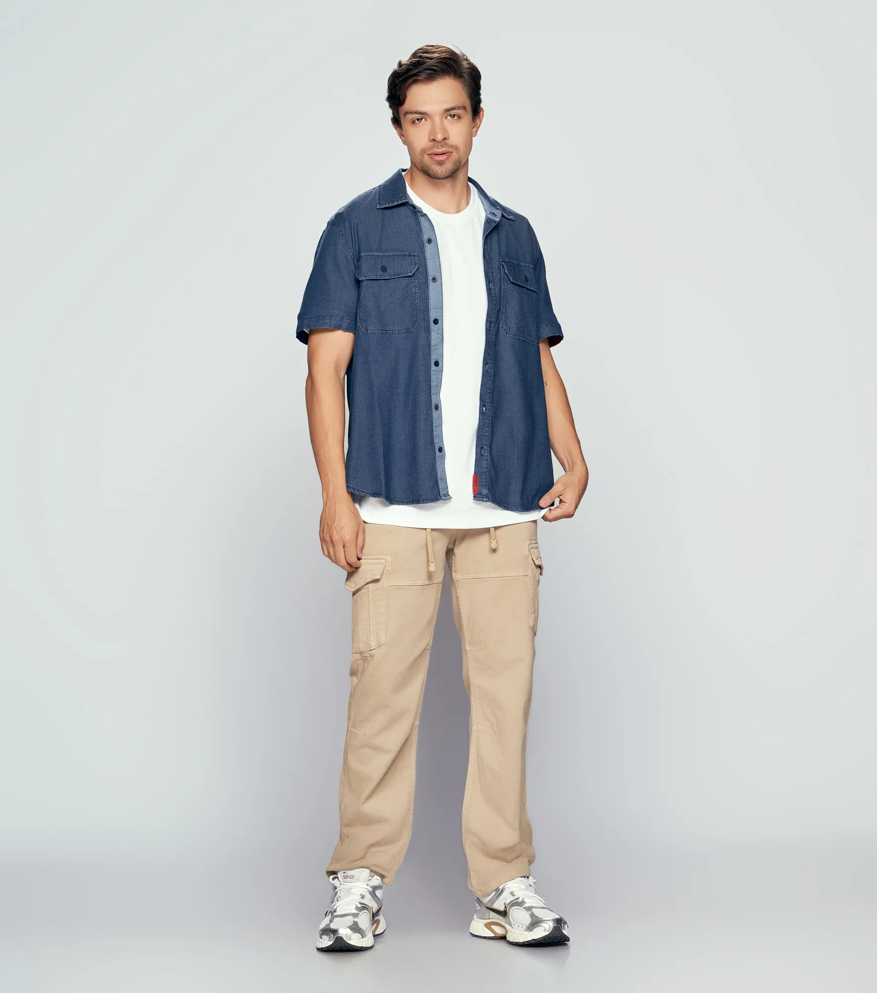 Yves Camisa En Denim Masculina Groggy 834703 AZ