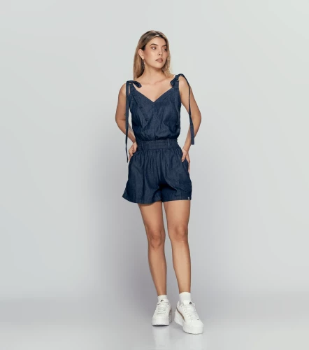 Paula Enterizo En Denim Con Hiladilla En Sisa Y Bolsillos UnserAZ