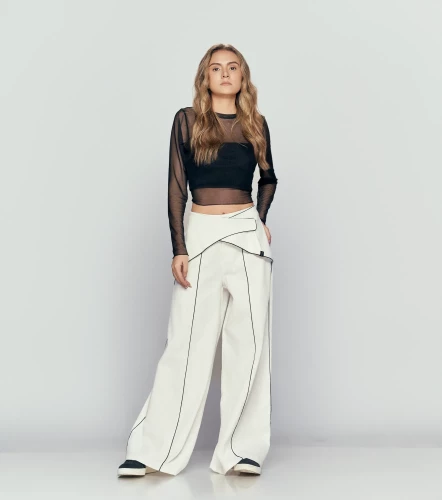 Slendy Pantalon Relaxed Con Pretina Cruzada Y Sesgos TyperCR