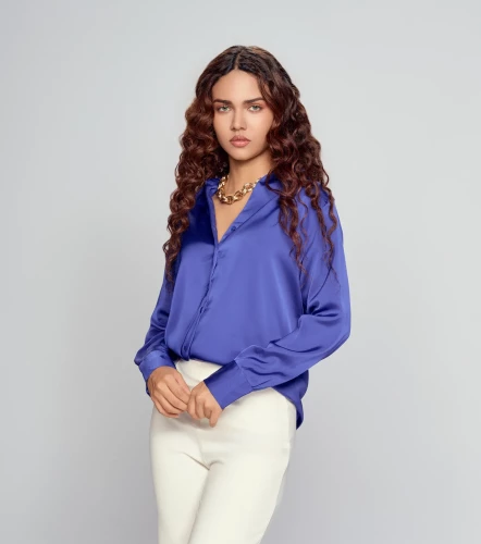 Blusa De Mujer Camisera Manga Larga Unicolor DerekAZ