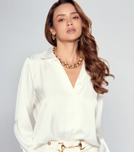 Blusa De Mujer Camisera Manga Larga Unicolor DerekBH