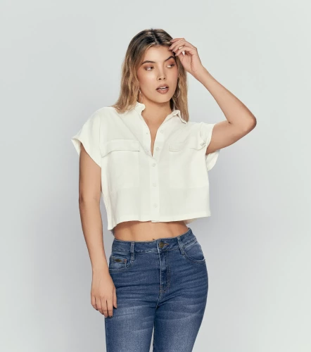 Laury Blusa Unicolor Con Botones Y Cuello UnserAR