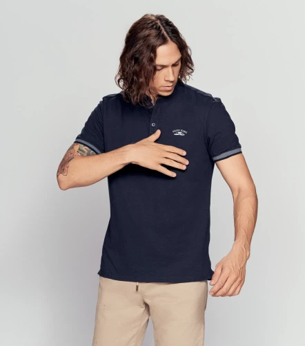 Slim ivan polo unicolor para hombre con estampado en delanero y