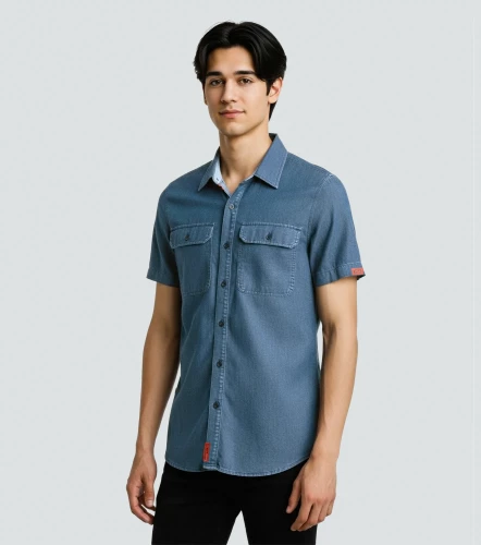 Yves Camisa En Denim Masculina GroggyAZ