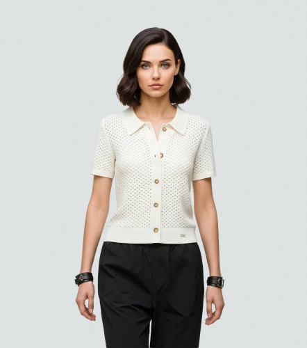 Sofia Blusa Polo Tejido En Malla Unicolor Con Botonera UnserAR