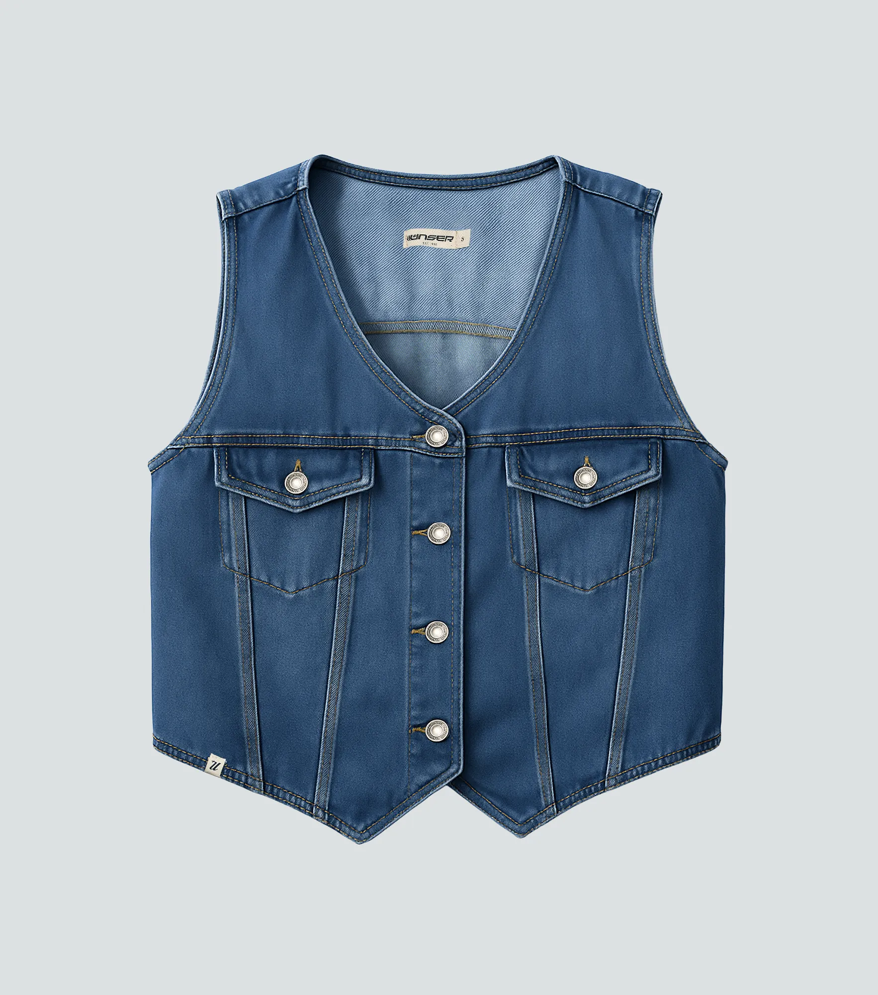 Daniela Blusa Chaleco En Denim Con Cortes Y Bolsillo Unser 835016 AZ