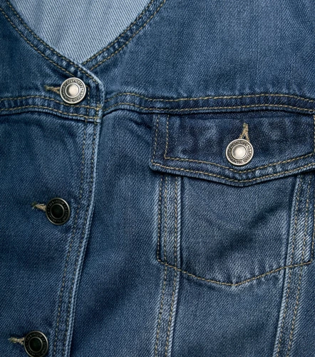 Daniela Blusa Chaleco En Denim Con Cortes Y Bolsillo UnserAZ