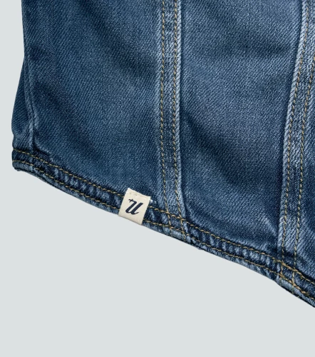 Daniela Blusa Chaleco En Denim Con Cortes Y Bolsillo UnserAZ