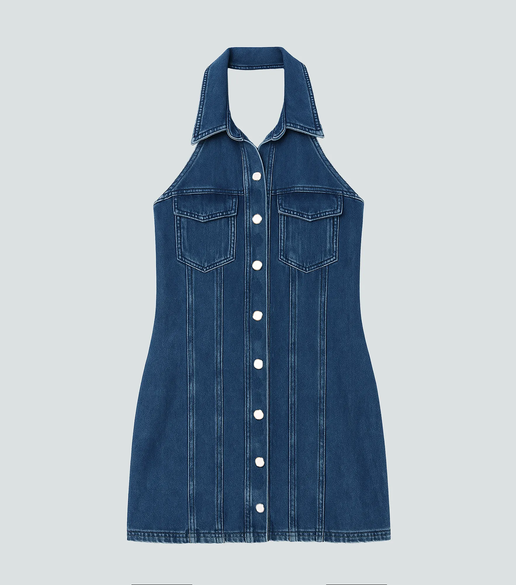 Vestido Para Mujer En Indigo Cuello Halter Con Proceso Derek 835304 AZ