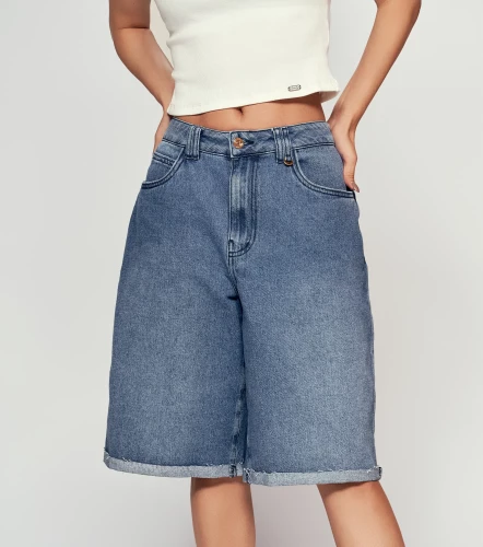 Bermuda Para Mujer En Indigo Con Proceso DerekAZ