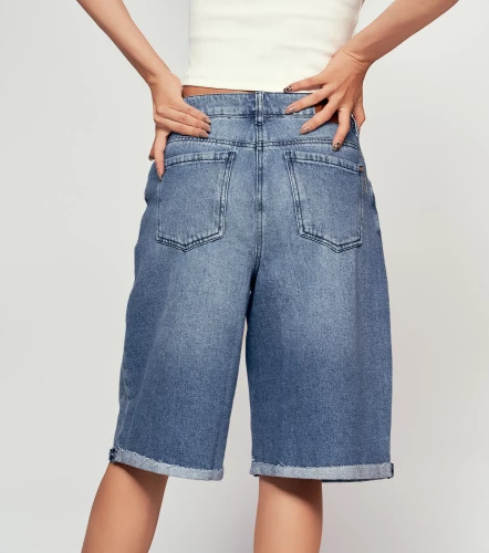 Bermuda Para Mujer En Indigo Con Proceso DerekAZ