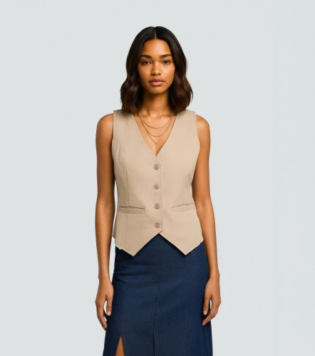 Jasmin Chaleco Unicolor Con Herraje Y Bolsillos UnserKQ