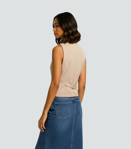 Jasmin Chaleco Unicolor Con Herraje Y Bolsillos UnserKQ