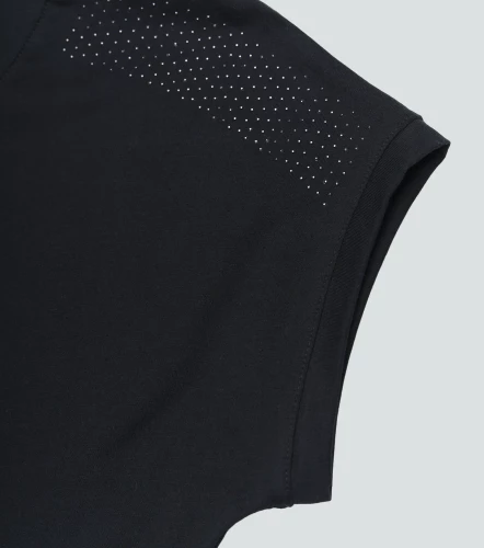 Lorain T Shirt Unicolor Con Piedreria En Hombro UnserNG