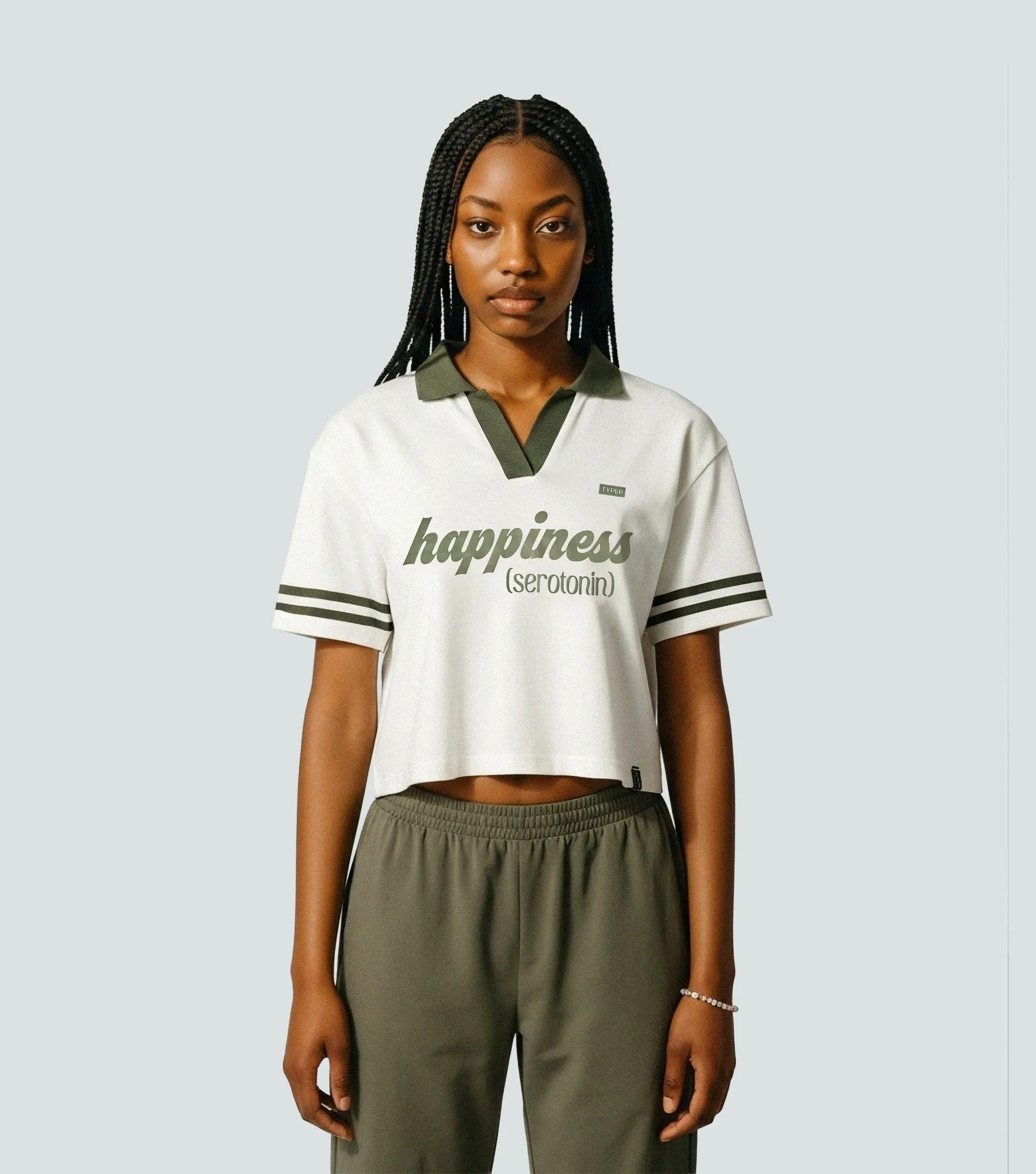 Nohe Blusa Crop Tipo Polo Estampada TyperVD